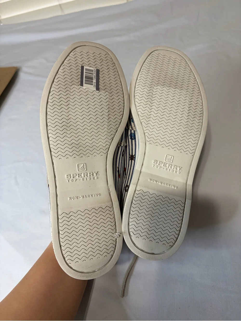 Sperry x Nordstrom  Kids Navy & Tan Striped Moccasin Boat Shoes Nautical 3M